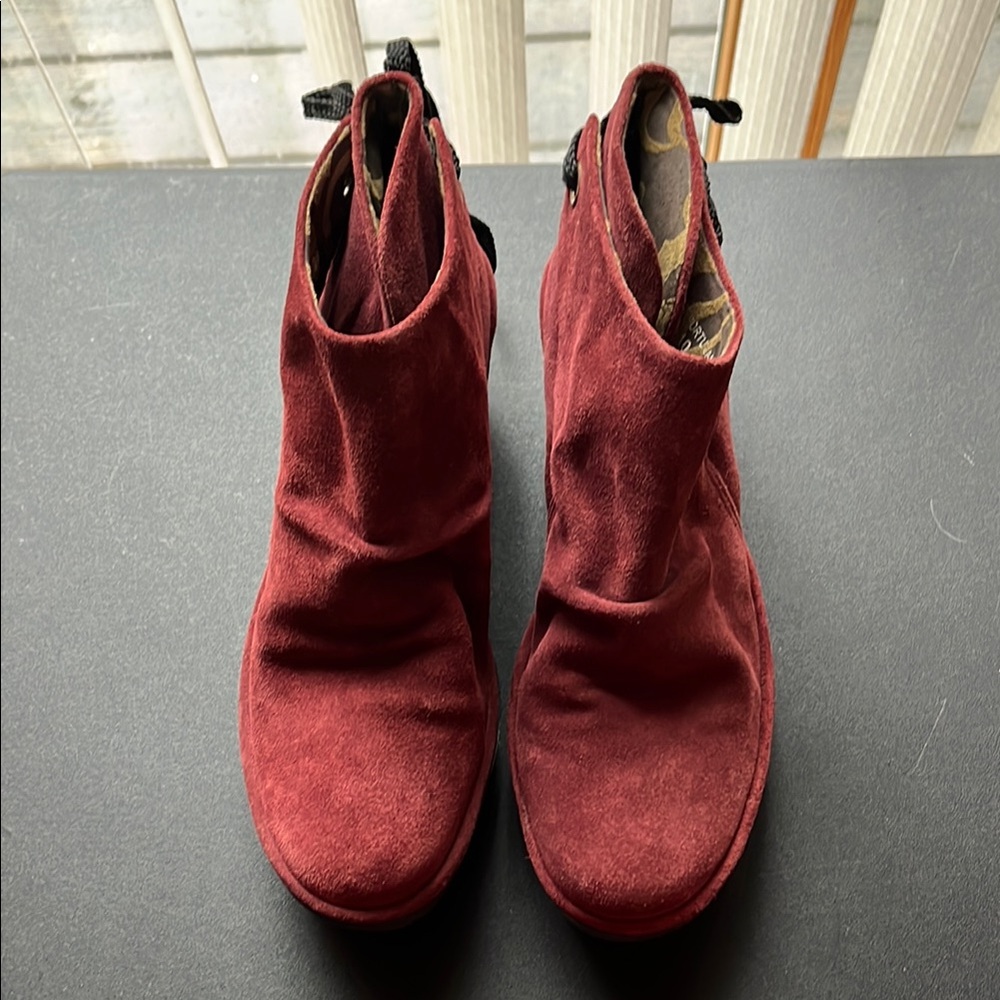 Fly London  Women's Burgundy Suede Ankle Boots Size 39